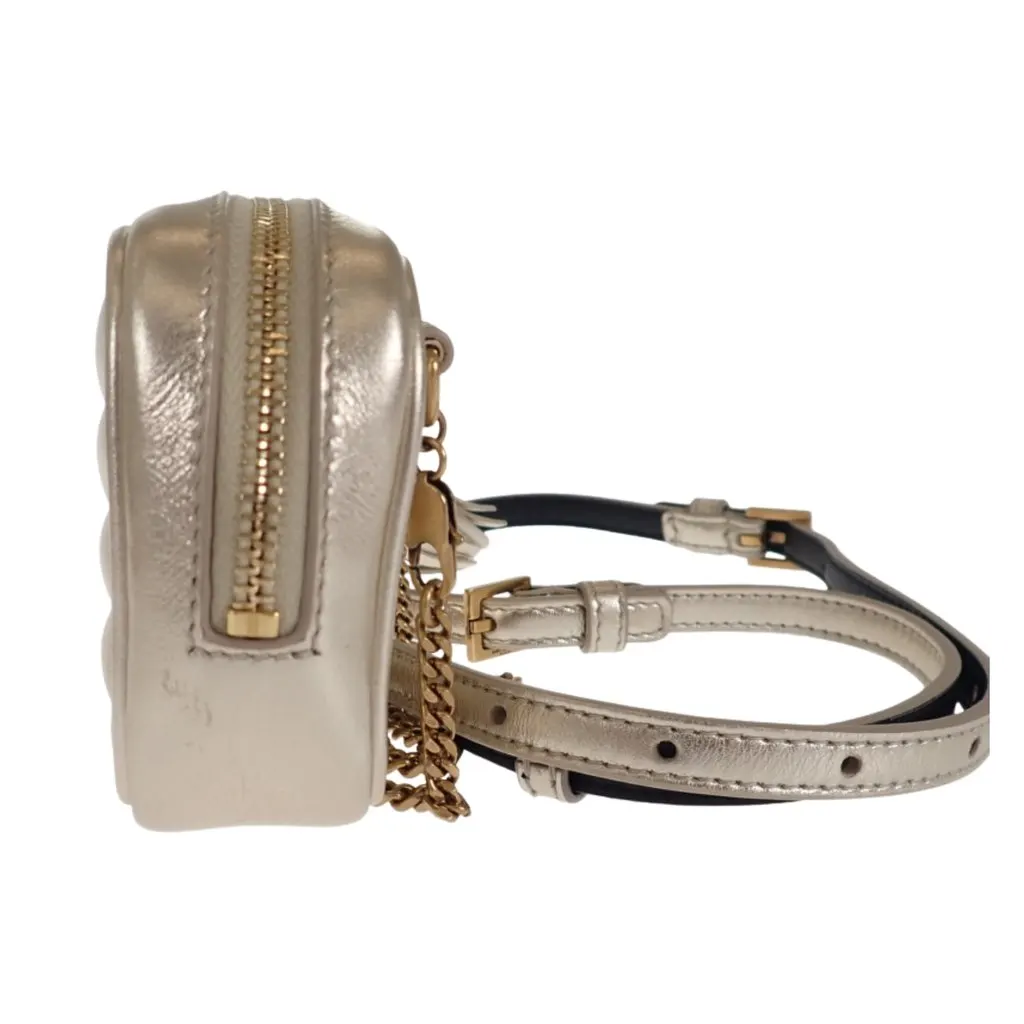 Saint Laurent Baby Metallic Matelasse Calfskin Monogram Lou Camera Bag Gold Leather Very good - Model View