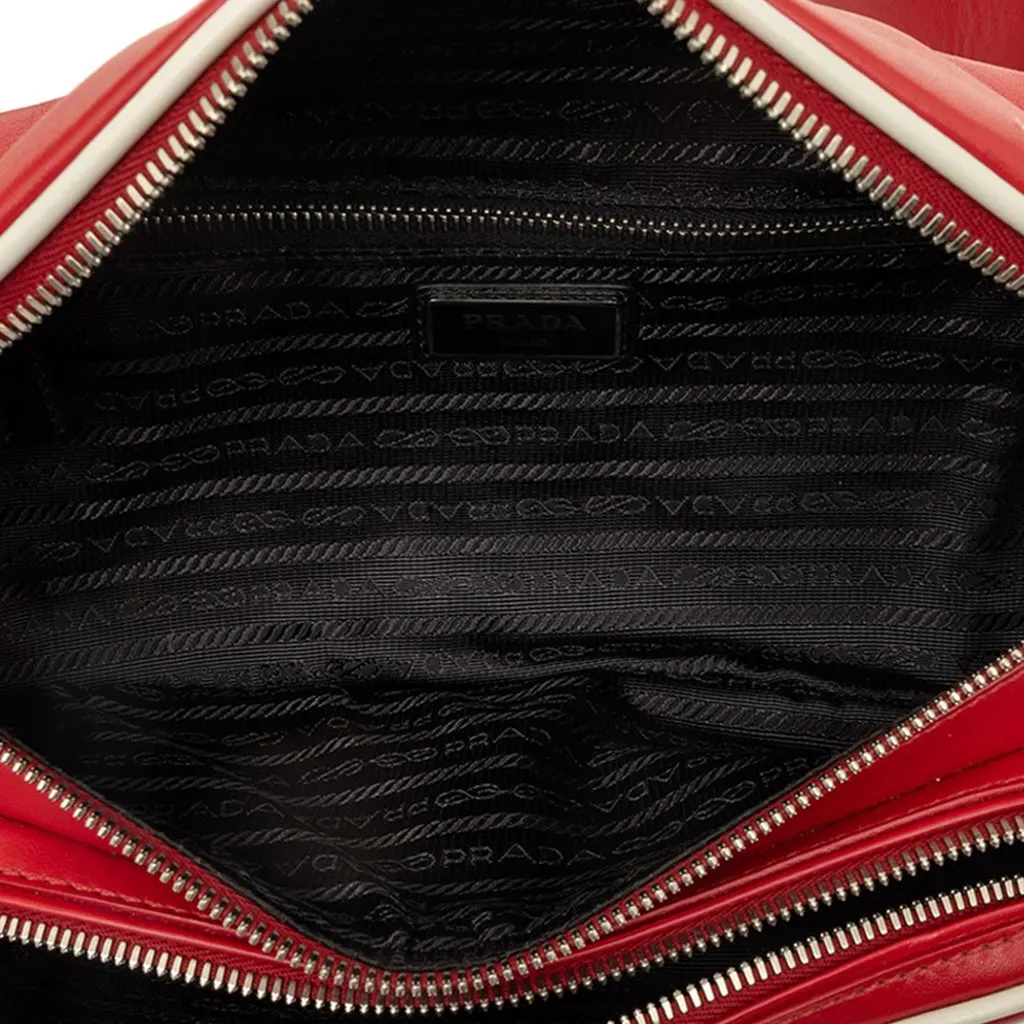 Prada Leather Zip Pocket Belt Bag Red Leather Very good - Model View