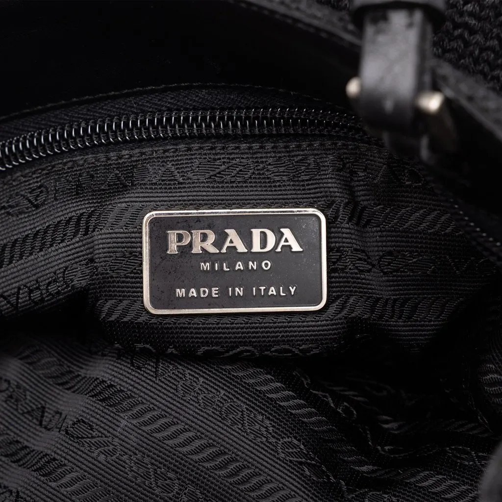 Prada Knitted Wool Tote Black Wool Good - Box View