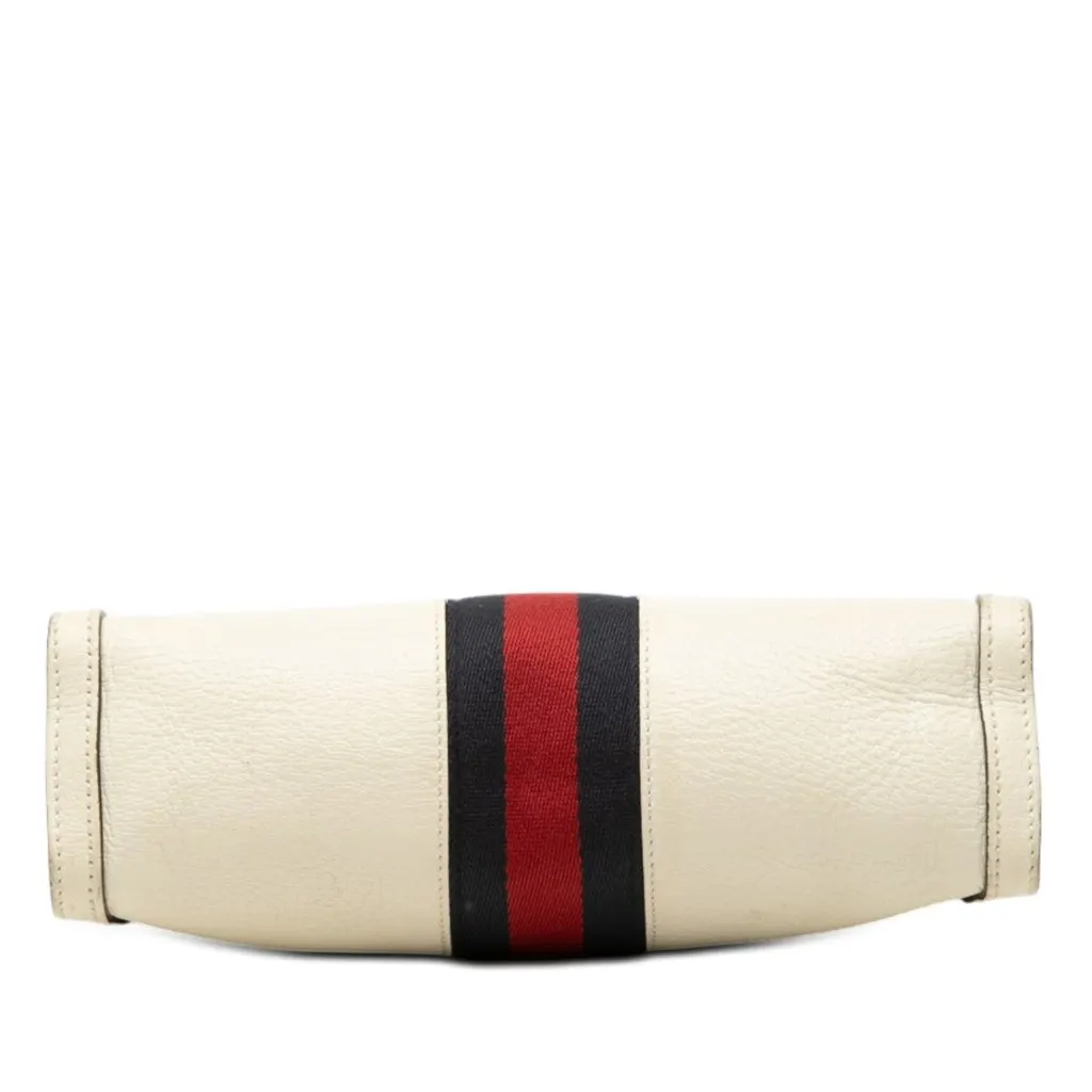Gucci Small Calfskin Web Ophidia Chain Crossbody White Leather Very good - Inside View