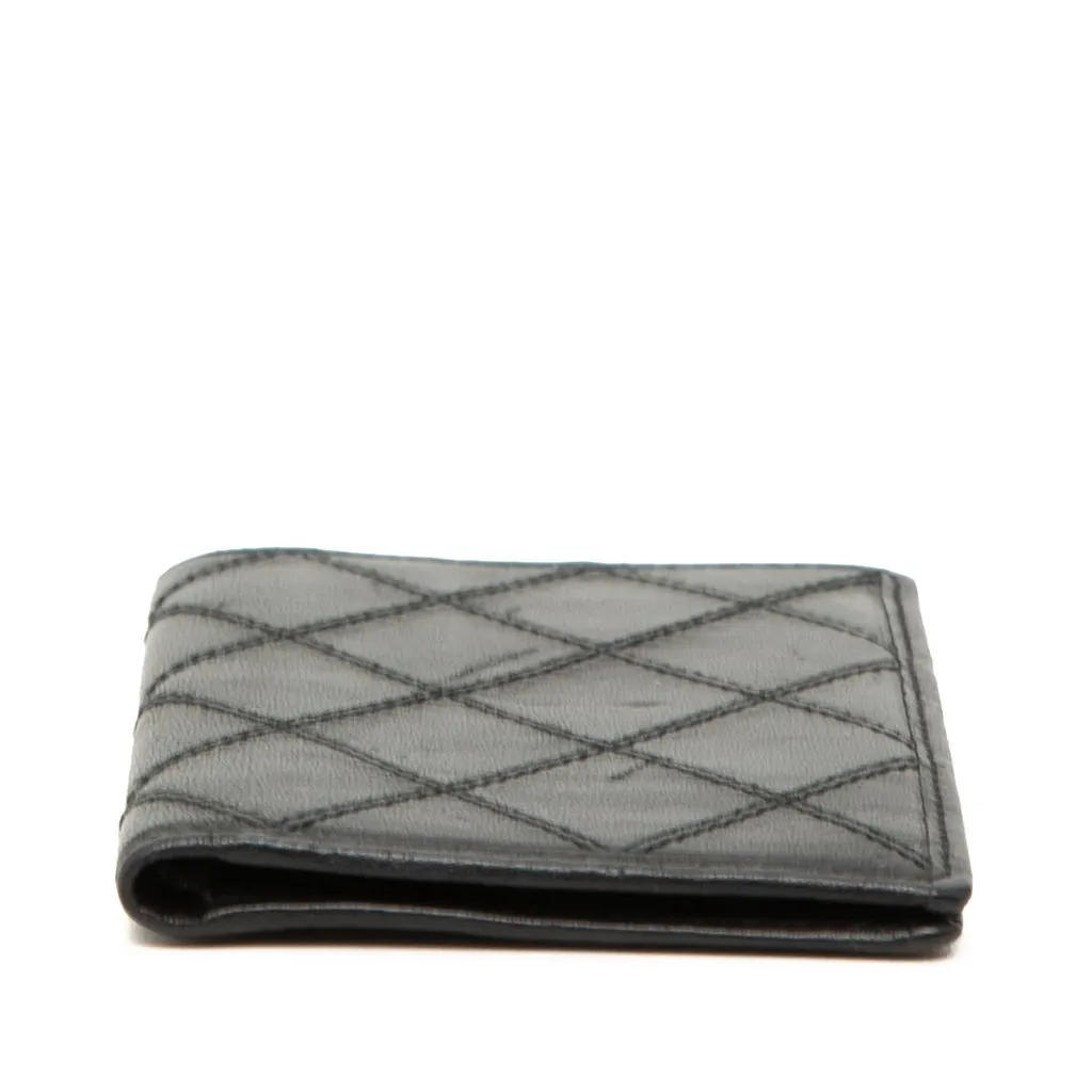 Chanel Quilted Lambskin Double Stitch Bifold Card Holder Black Leather Very good - Inside View