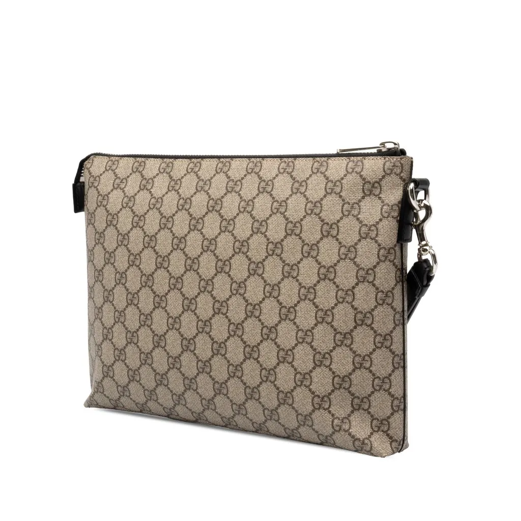 Gucci GG Supreme Clutch Beige Canvas Good - Back View