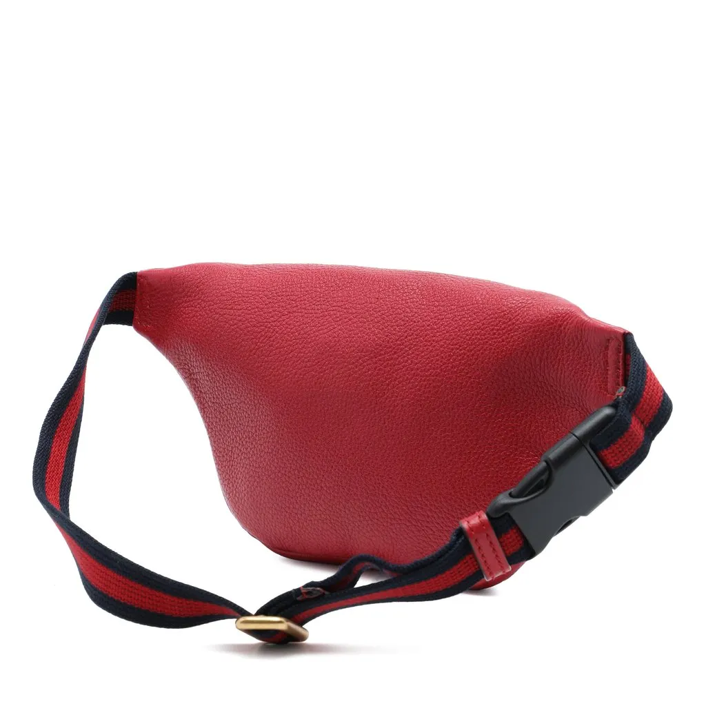 Gucci Small Grained Calfskin Web Logo Belt Bag Red Leather Very good - Back View