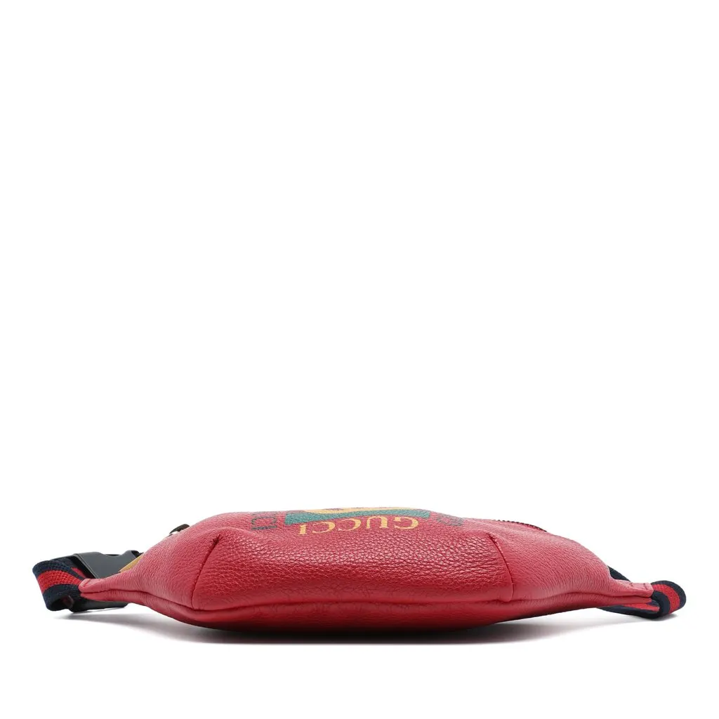 Gucci Small Grained Calfskin Web Logo Belt Bag Red Leather Very good - Inside View