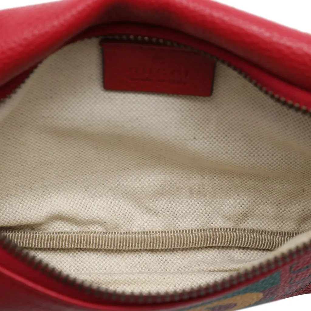 Gucci Small Grained Calfskin Web Logo Belt Bag Red Leather Very good - Model View