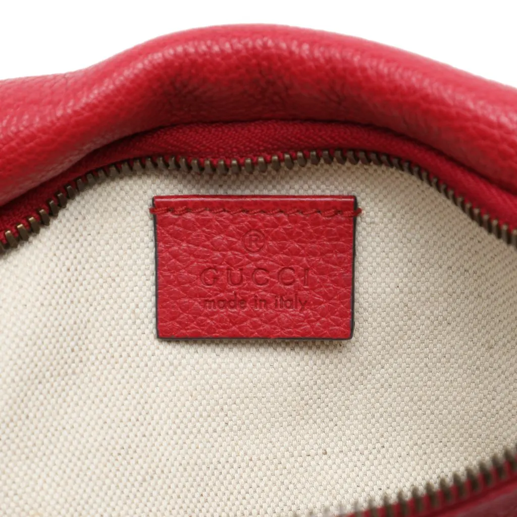 Gucci Small Grained Calfskin Web Logo Belt Bag Red Leather Very good - Box View