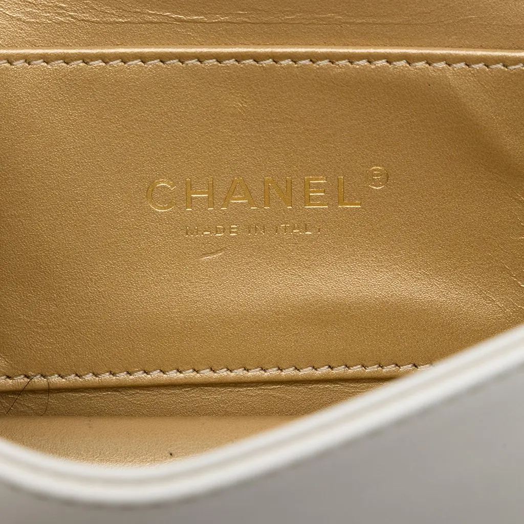 Chanel Small CC Quilted Calfskin Crystal Pearl Full Flap White Leather Very good - Box View