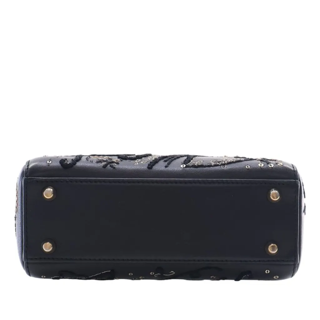 Dior Mini Lambskin Embroidered Sequin Astrology Lady Dior Black Leather Very good - Inside View