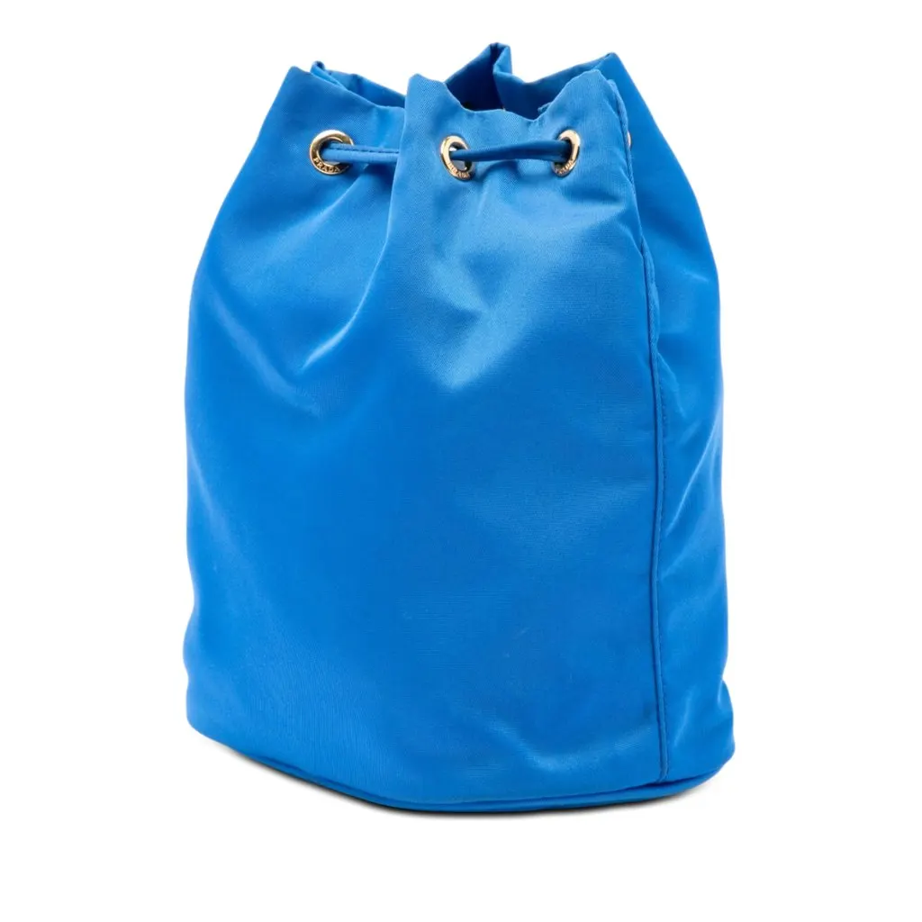 Prada Tessuto Drawstring Pouch Blue Polyamide Very good - Back View
