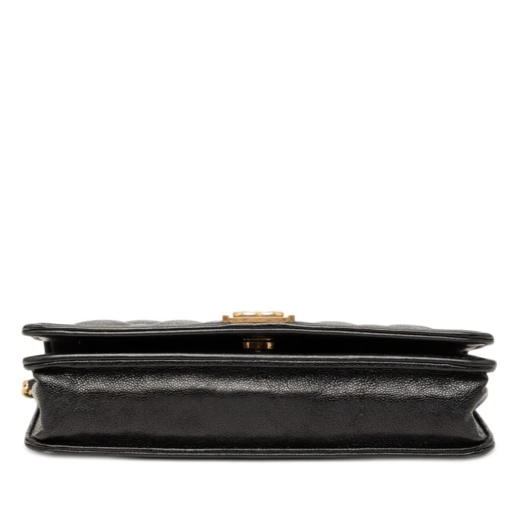 Chanel Quilted Caviar Boy Wallet on Chain Black Leather Very good - Inside View