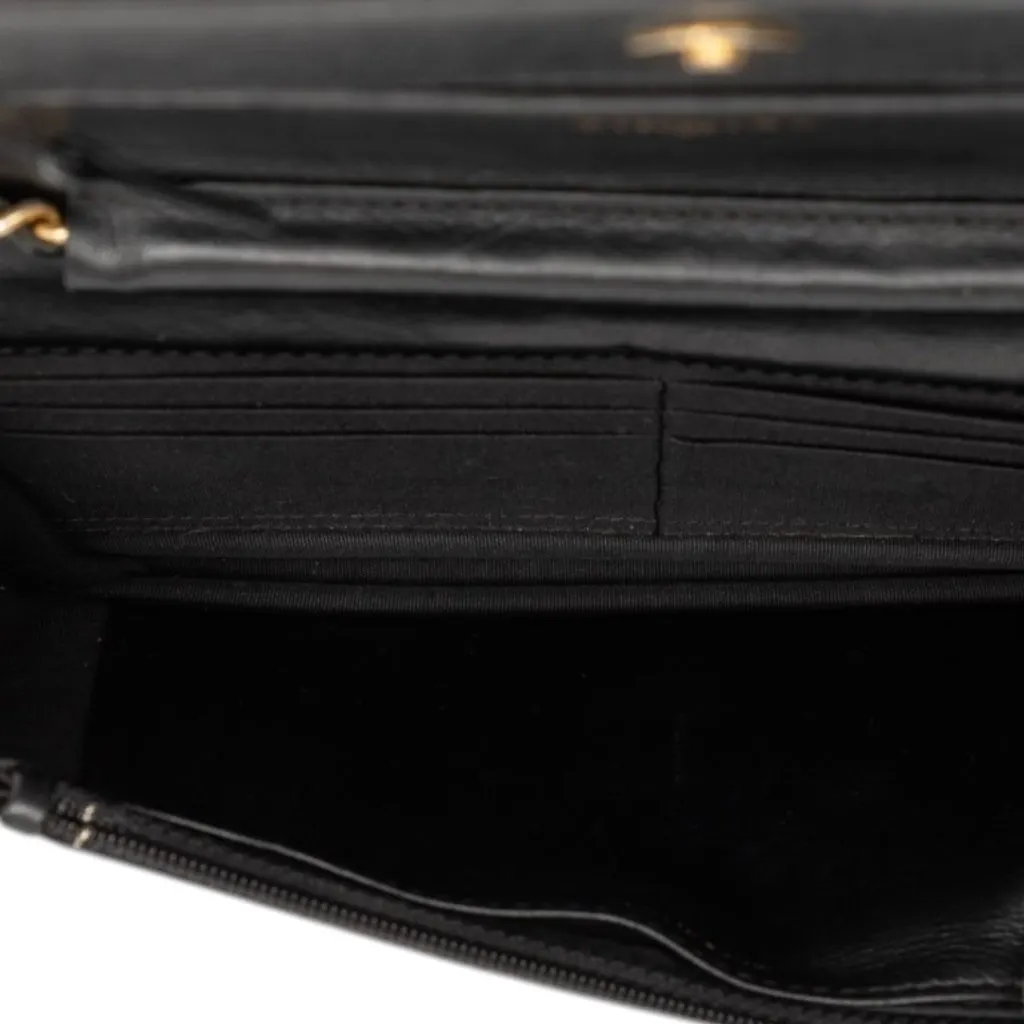 Chanel Quilted Caviar Boy Wallet on Chain Black Leather Very good - Model View