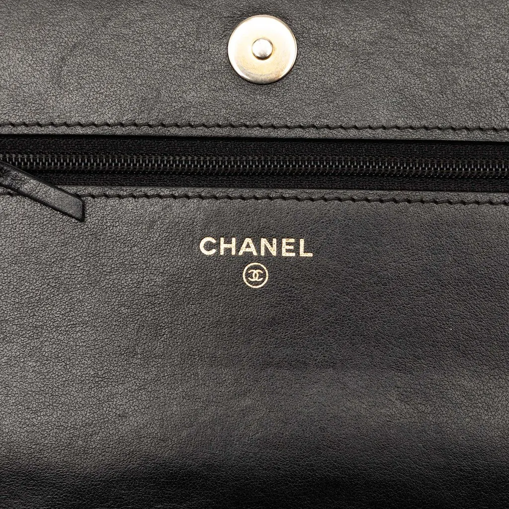 Chanel Quilted Caviar Boy Wallet on Chain Black Leather Very good - Box View