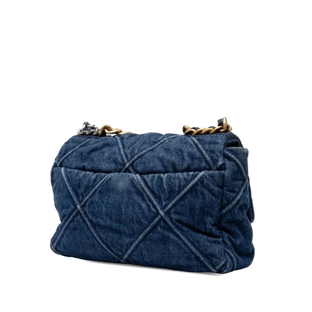 Chanel Medium Denim 19 Flap Blue Denim Very good - Back View