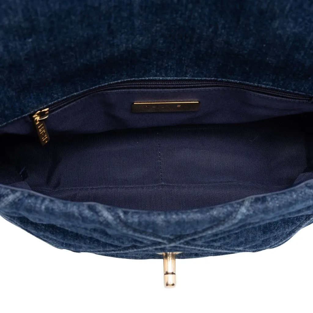 Chanel Medium Denim 19 Flap Blue Denim Very good - Model View