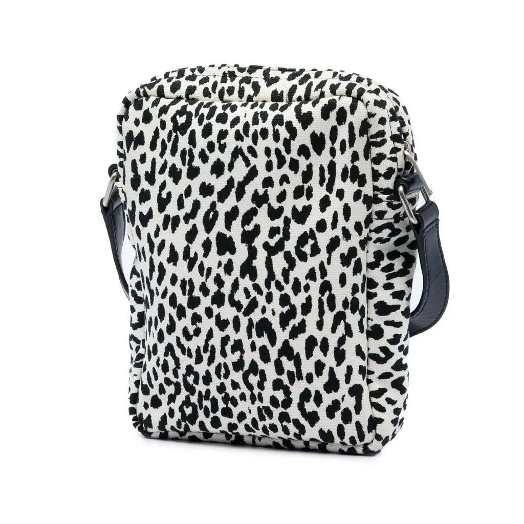Saint Laurent Leopard Print Canvas Sid Messenger Bag White Very good - Back View