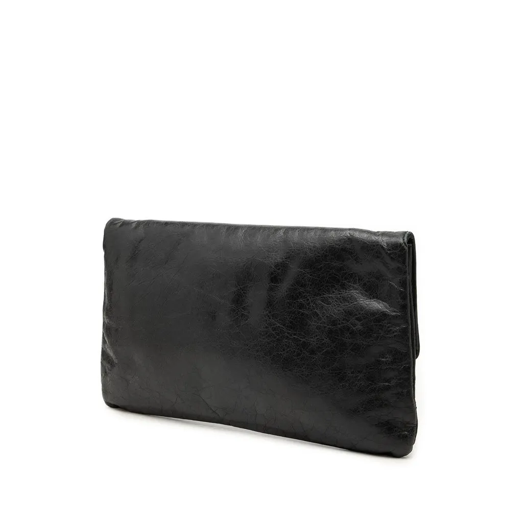 Balenciaga Lambskin Motocross Giant 12 Envelope Clutch Black Leather Good - Back View