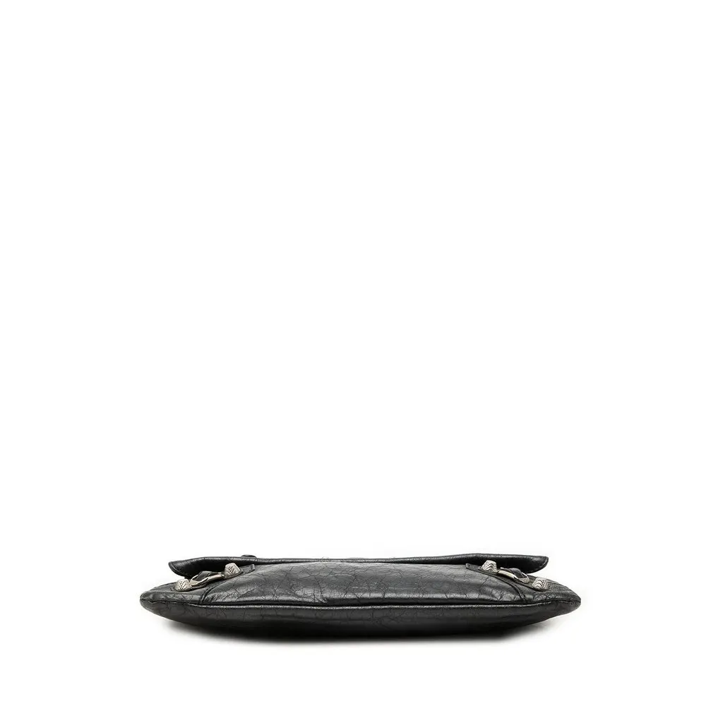 Balenciaga Lambskin Motocross Giant 12 Envelope Clutch Black Leather Good - Inside View