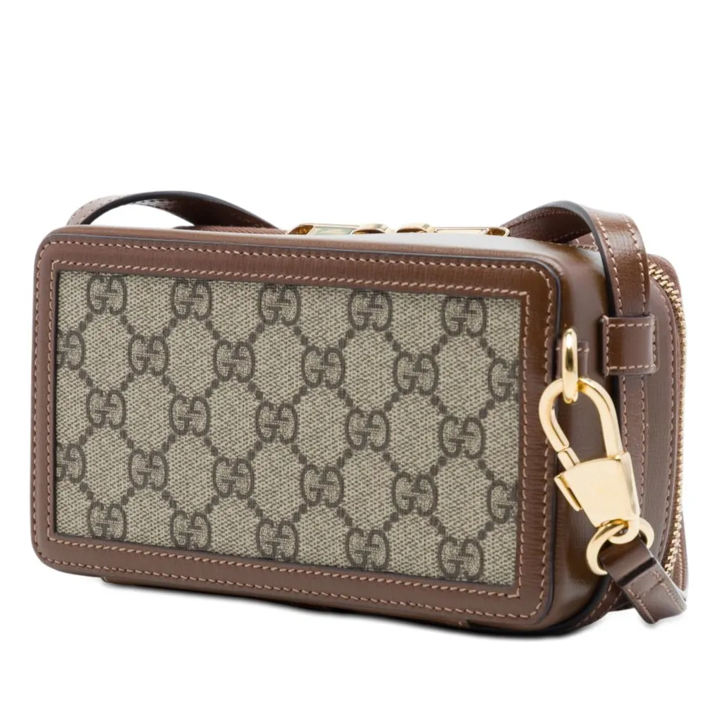 Gucci GG Supreme Interlocking G Crossbody Beige Canvas Very good - Back View