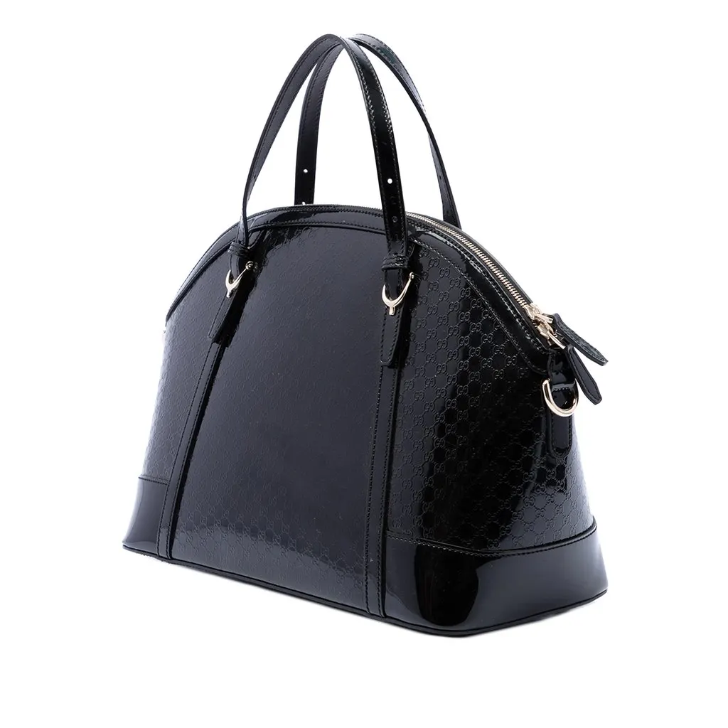 Gucci Large Microguccissima Patent Nice Dome Satchel Black Leather Very good - Back View