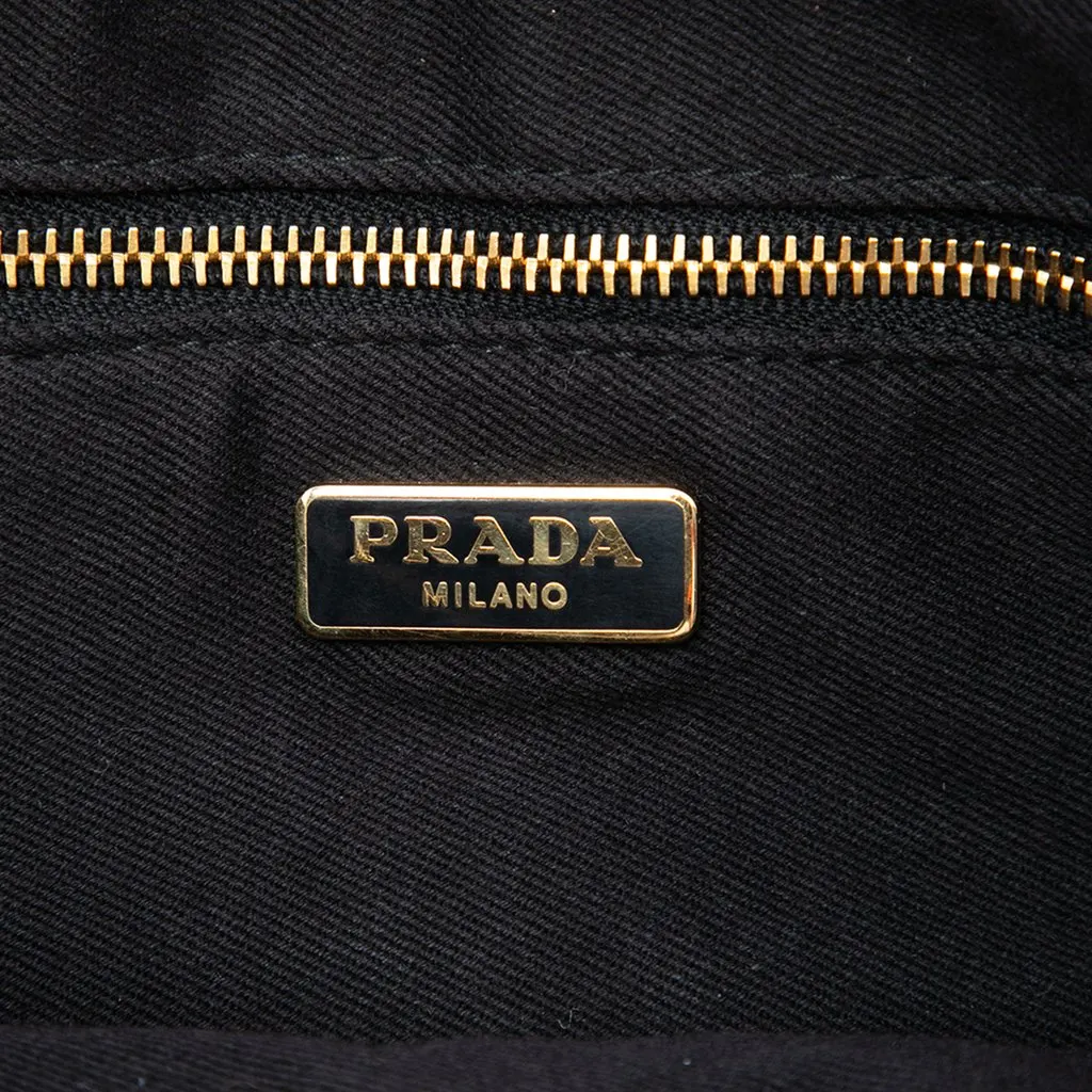 Prada Canvas Broccato Patch Clutch Brown Very good - Box View