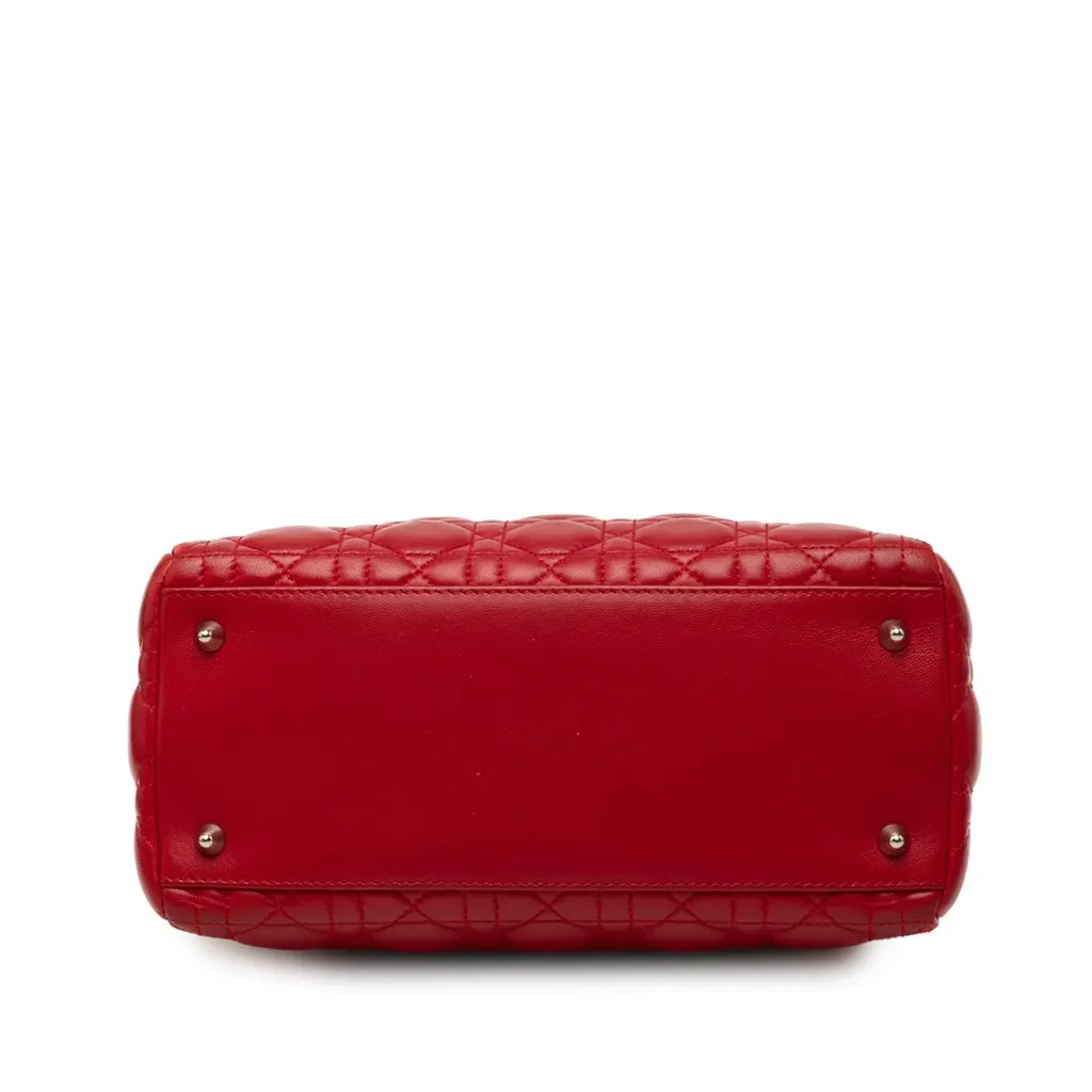 Dior Medium Lambskin Cannage Lady Dior Red Leather Very good - Inside View