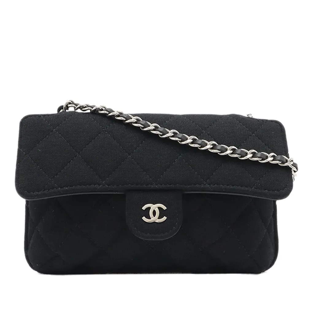 Chanel Canvas Graffiti Foldable Shopping Tote in Jersey Flap Black Very good - Front View