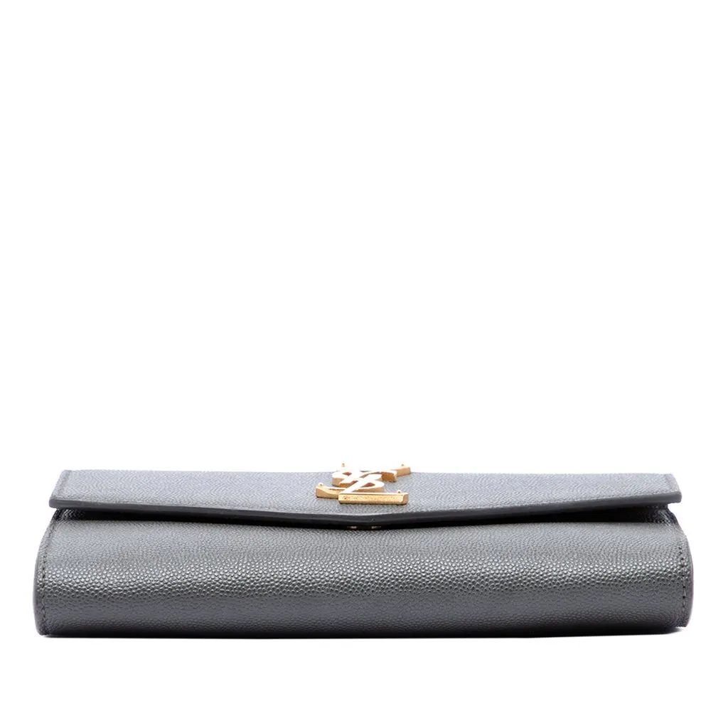 Saint Laurent Grain De Poudre Uptown Chain Wallet Grey Leather Good - Inside View