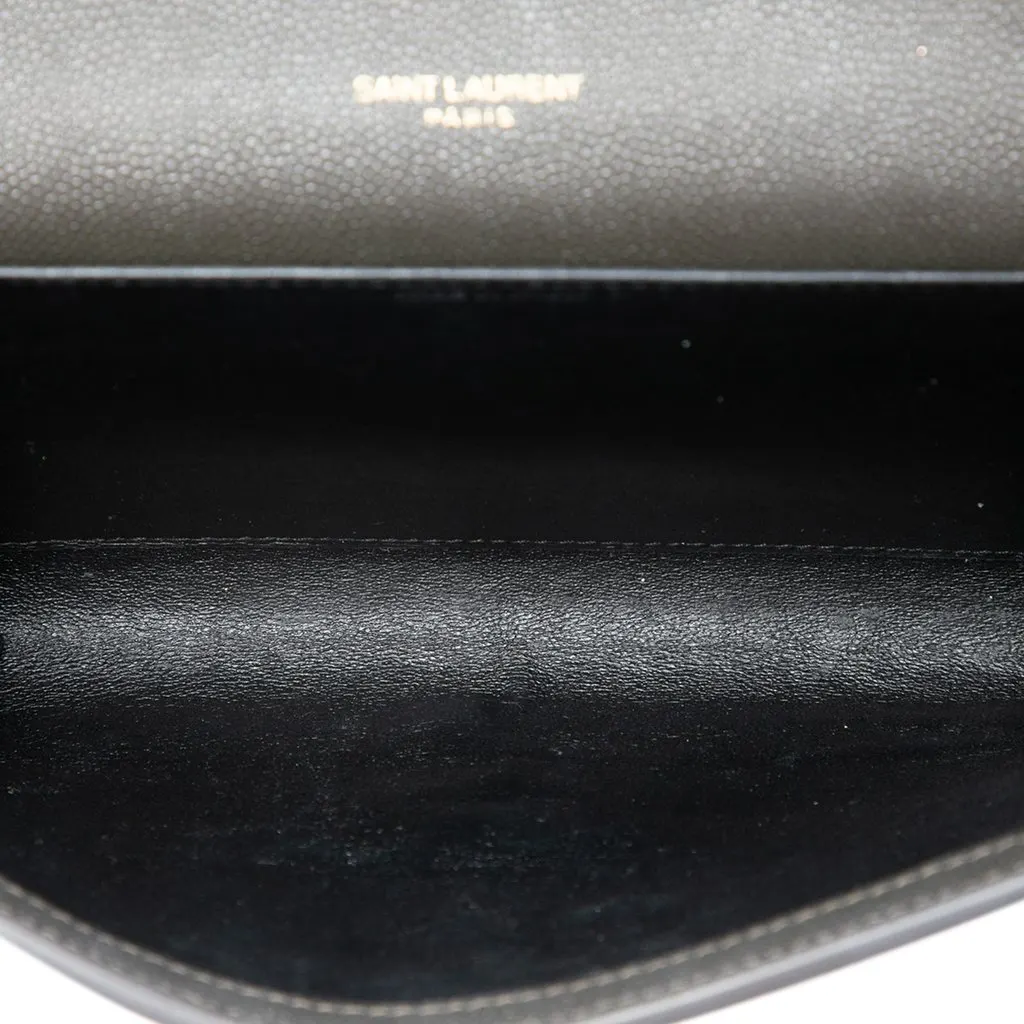 Saint Laurent Grain De Poudre Uptown Chain Wallet Grey Leather Good - Model View