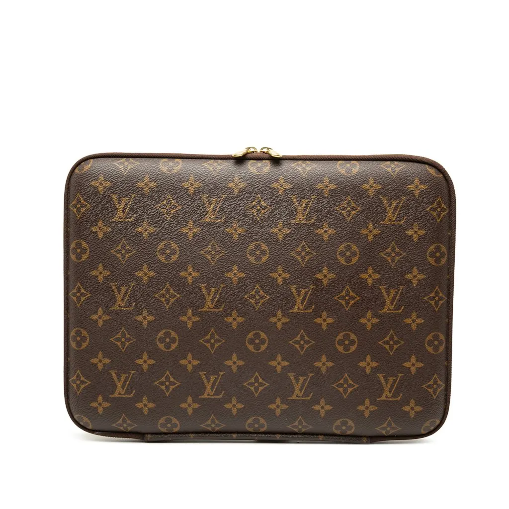 Louis Vuitton Monogram Laptop Sleeve 13 Brown Very good - Front View
