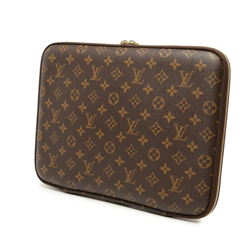 Louis Vuitton Monogram Laptop Sleeve 13 Brown Very good - Back View