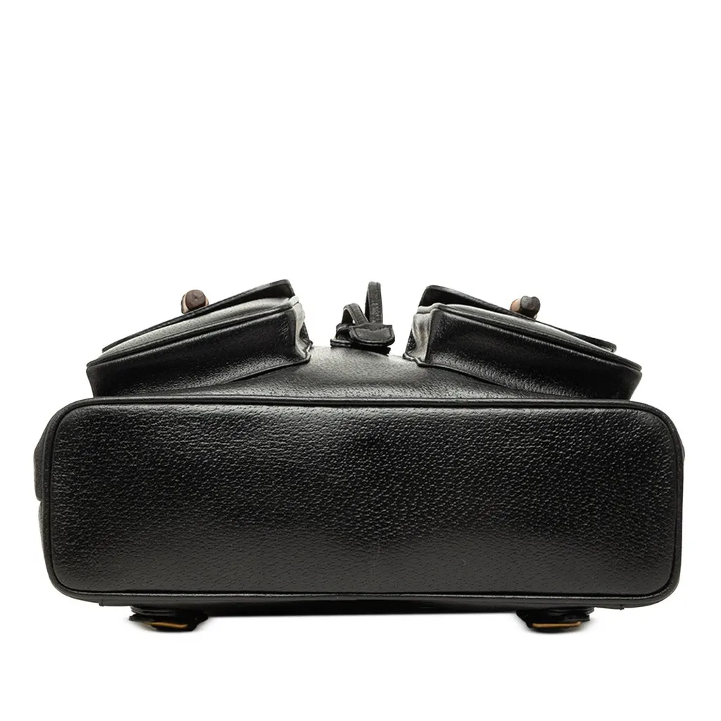 Gucci Large Calfskin Bamboo Drawstring Backpack Black Leather Good - Inside View