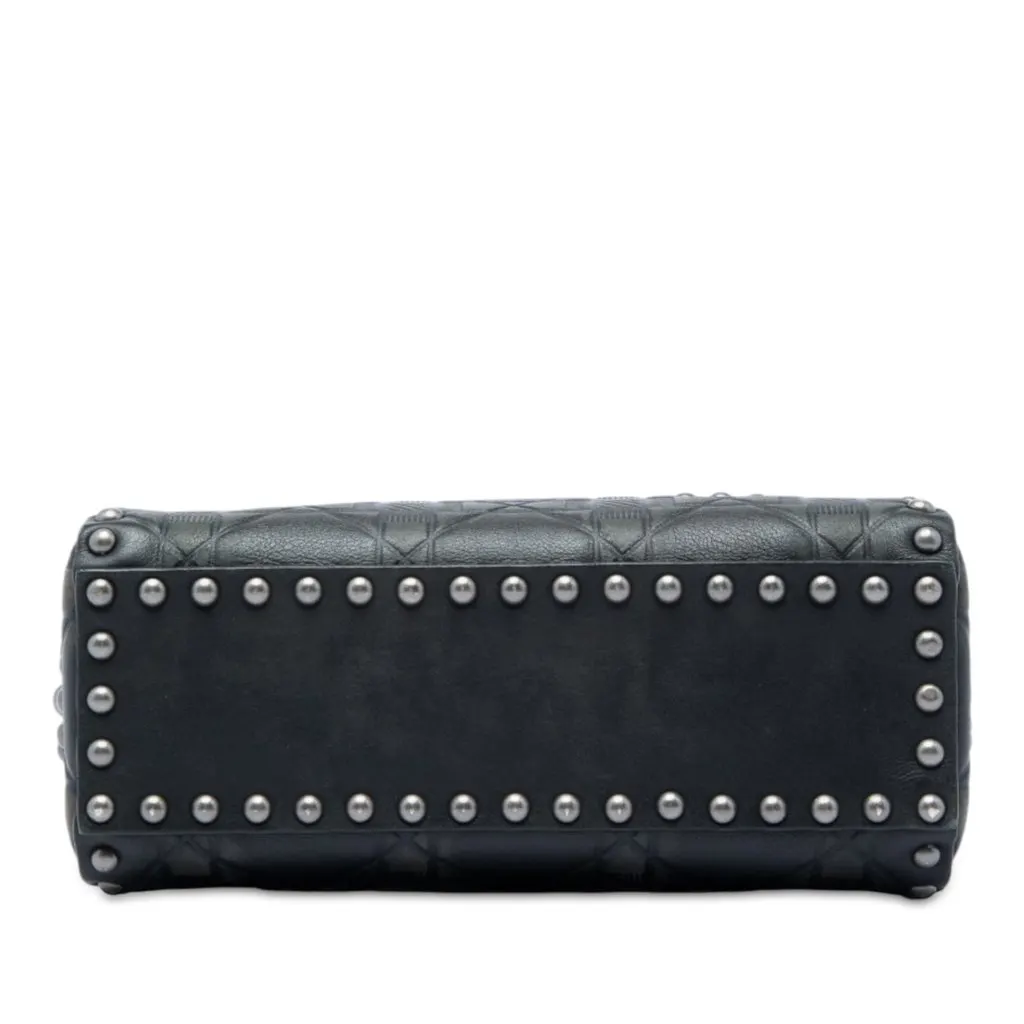Dior Mini Calfskin Cannage Studded Flower Lady Dior Black Leather Very good - Inside View