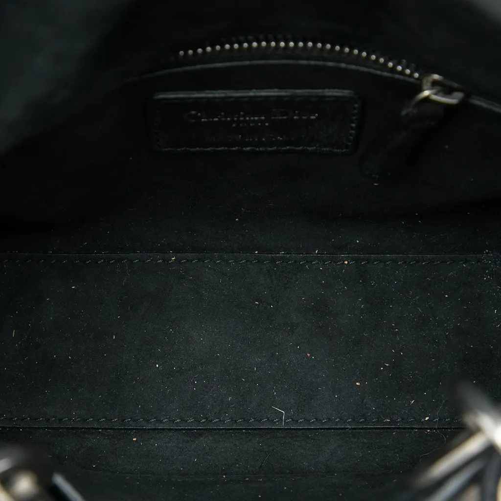 Dior Mini Calfskin Cannage Studded Flower Lady Dior Black Leather Very good - Model View