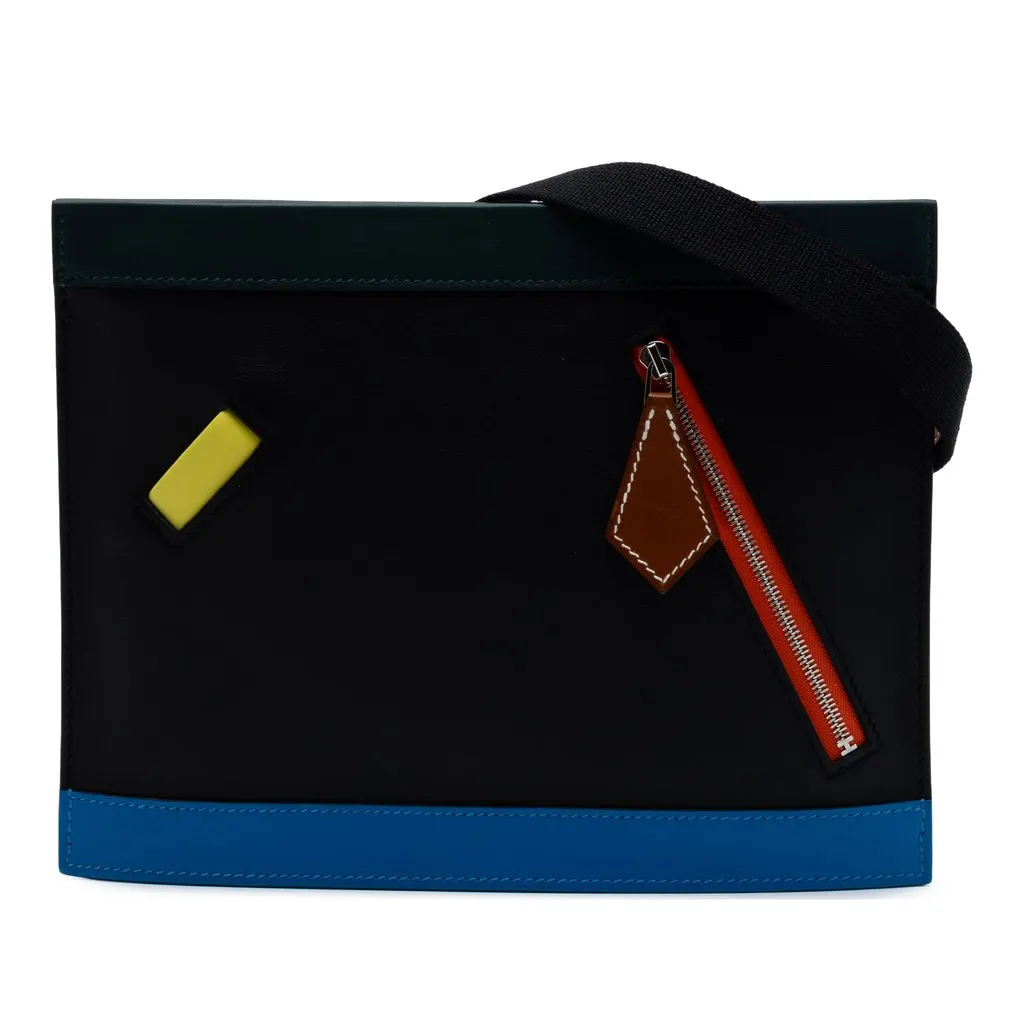 Hermès Barenia and Swift Colormatic Horizontal Crossbody Black Leather Very good - Front View