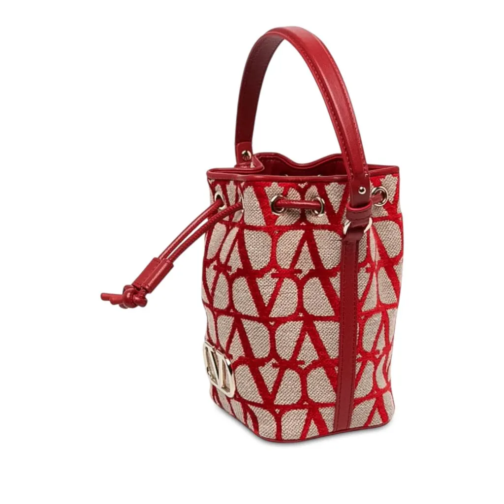 Valentino Mini Canvas VLogo Iconographe Bucket Bag Beige Canvas Never worn - Back View