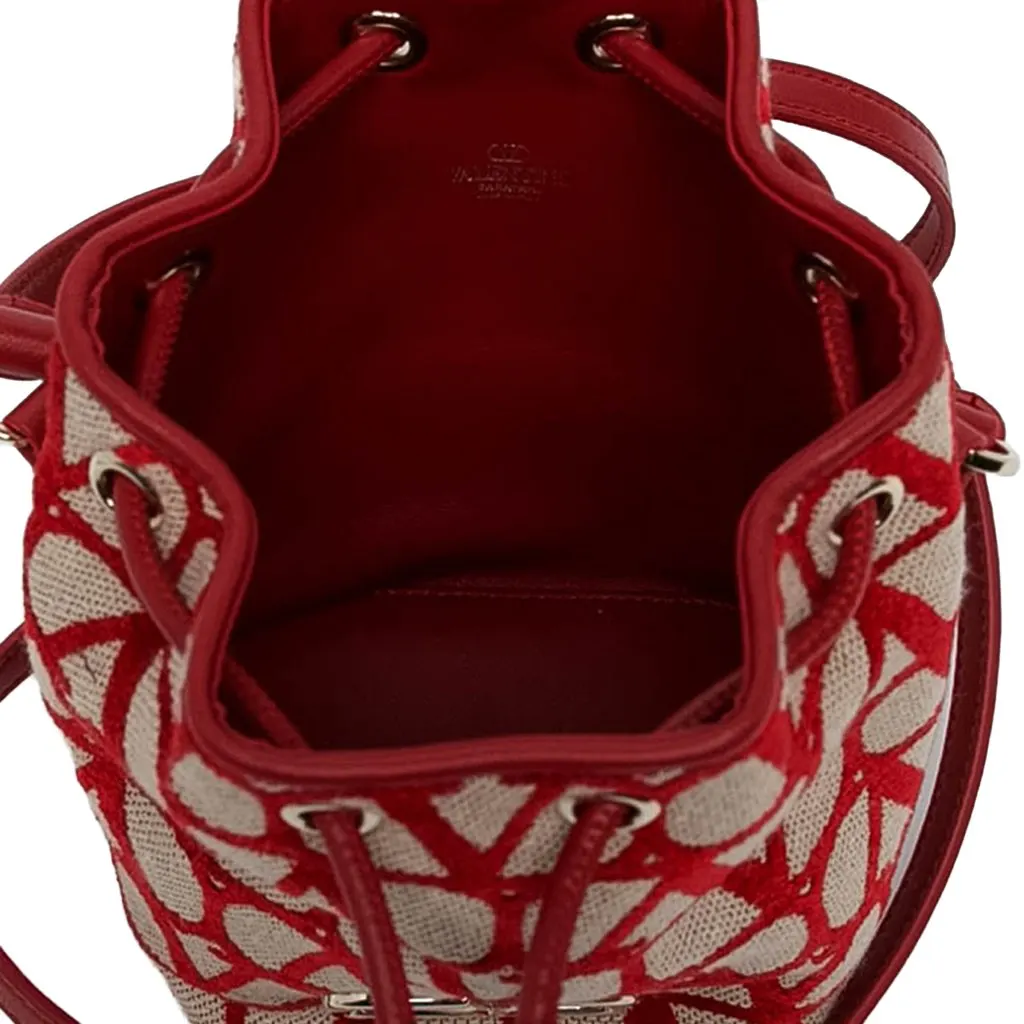 Valentino Mini Canvas VLogo Iconographe Bucket Bag Beige Canvas Never worn - Model View