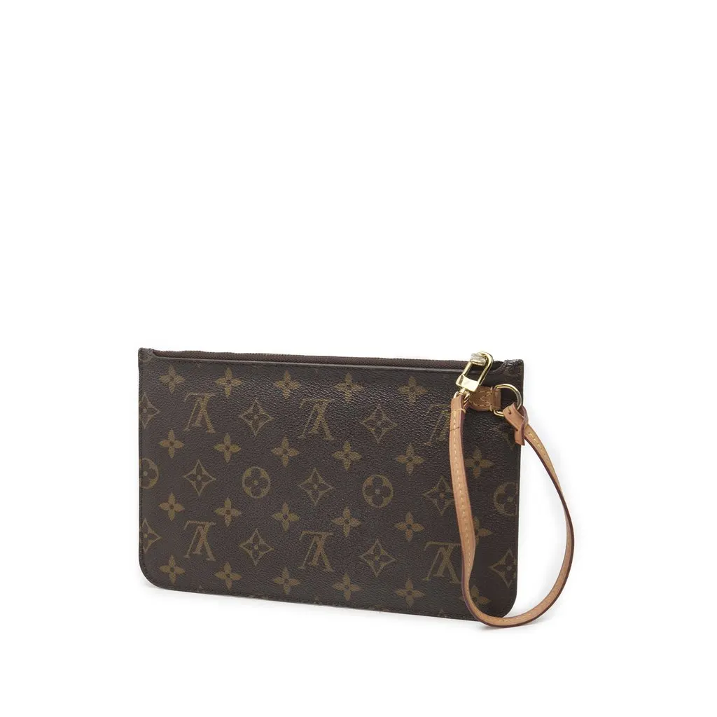 Louis Vuitton Monogram Neverfull MM Pouch Brown Canvas Good - Back View
