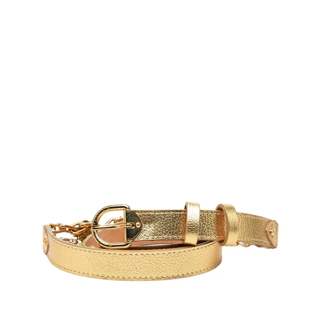 Louis Vuitton Metallic Calfskin Chain Belt Gold Leather Very good - Front View