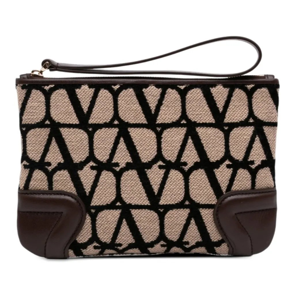 Valentino Toile Iconographe Pouch Brown Very good - Front View