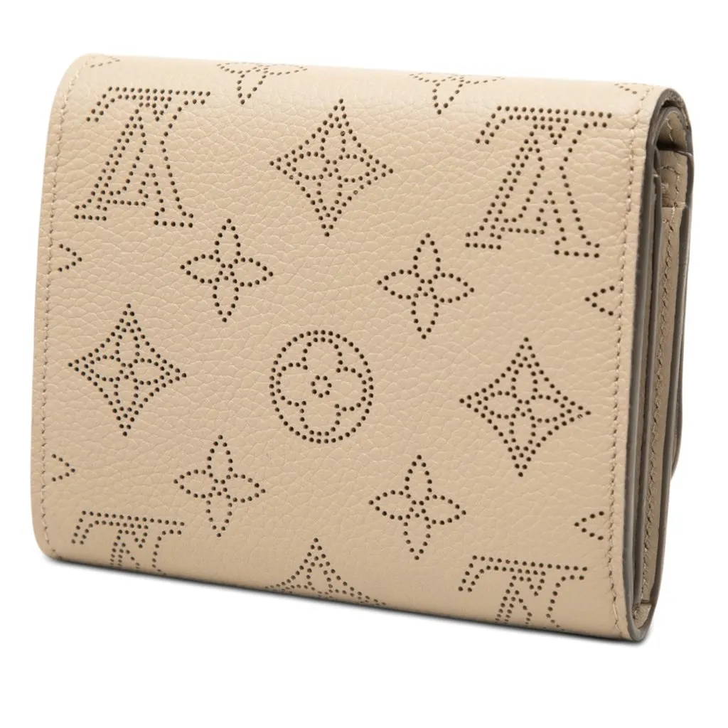 Louis Vuitton Monogram Mahina Iris Compact Wallet Beige Leather Very good - Back View