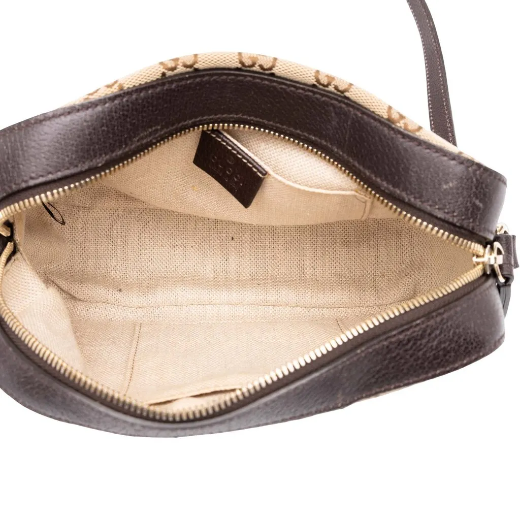 Gucci GG Canvas Webby Bee Camera Bag Beige Canvas Good - Model View