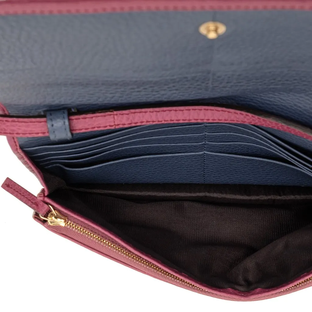Gucci Dollar Calfskin Swing Wallet On Strap Pink Leather Very good - Model View