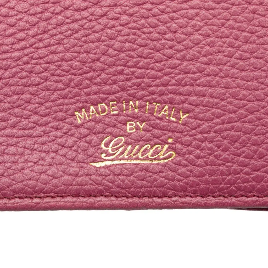 Gucci Dollar Calfskin Swing Wallet On Strap Pink Leather Very good - Box View