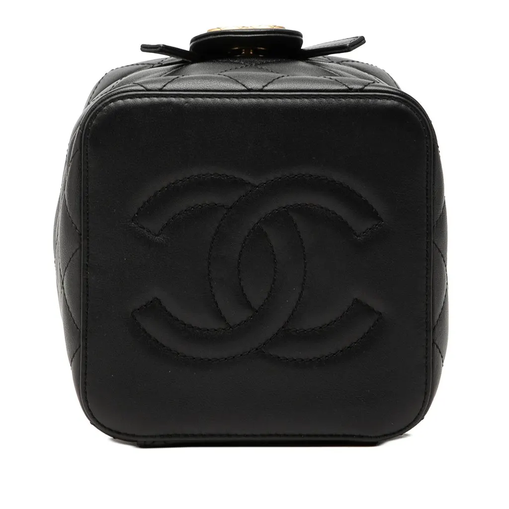 Chanel CC Quilted Calfskin Vanity Case with Chain Black Leather Very good - Inside View