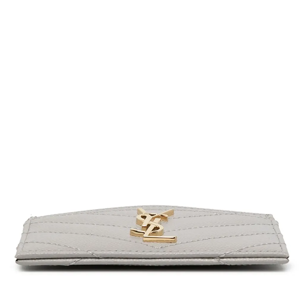 Saint Laurent Chevron Grain De Poudre Cassandre Card Holder Grey Leather Very good - Inside View