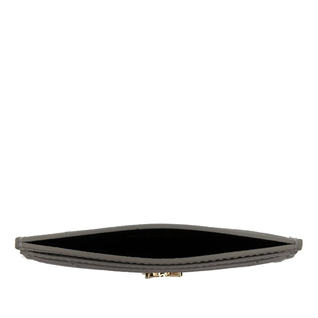 Saint Laurent Chevron Grain De Poudre Cassandre Card Holder Grey Leather Very good - Model View