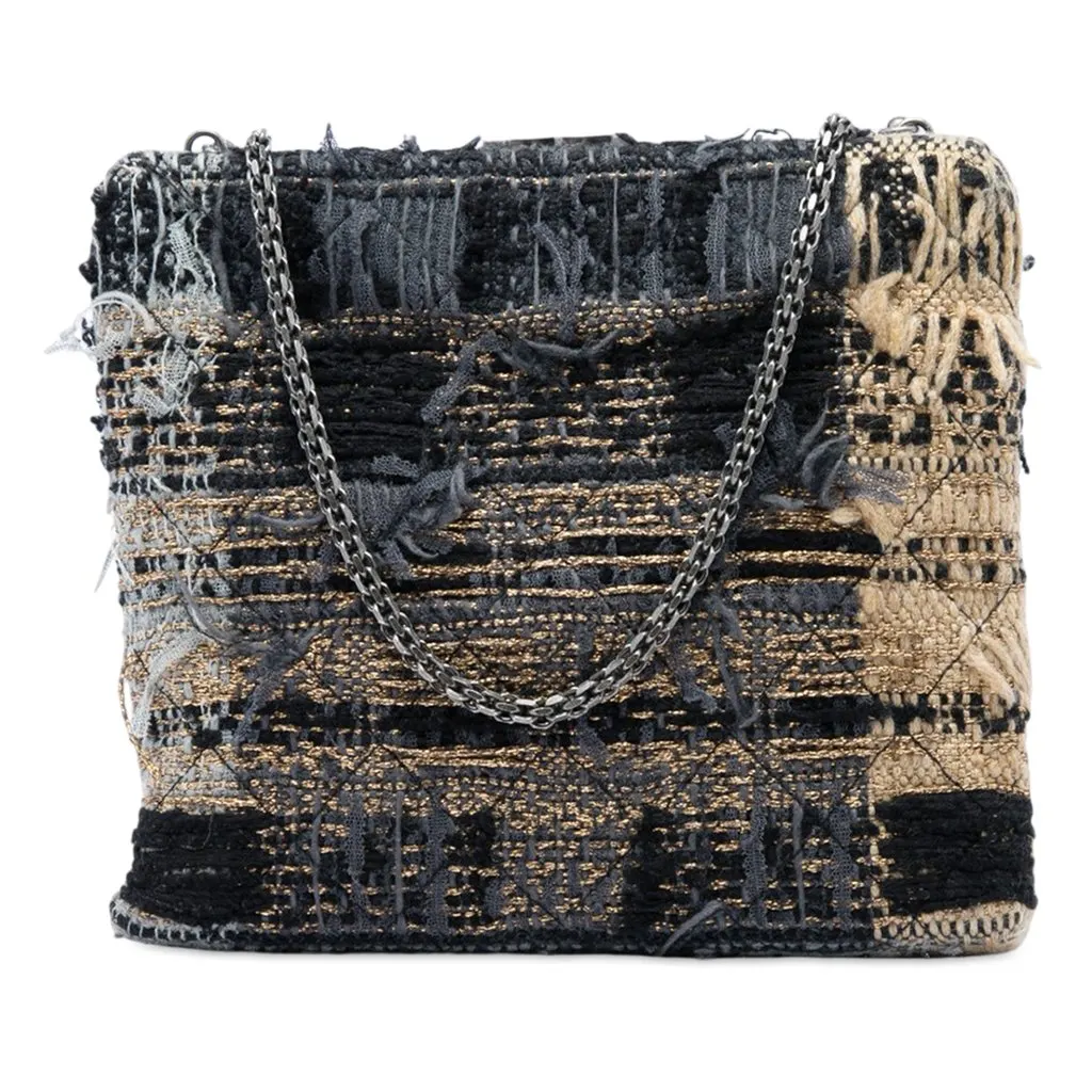 Chanel Multicolor Tweed Quadrato Box Crossbody Black Very good - Front View