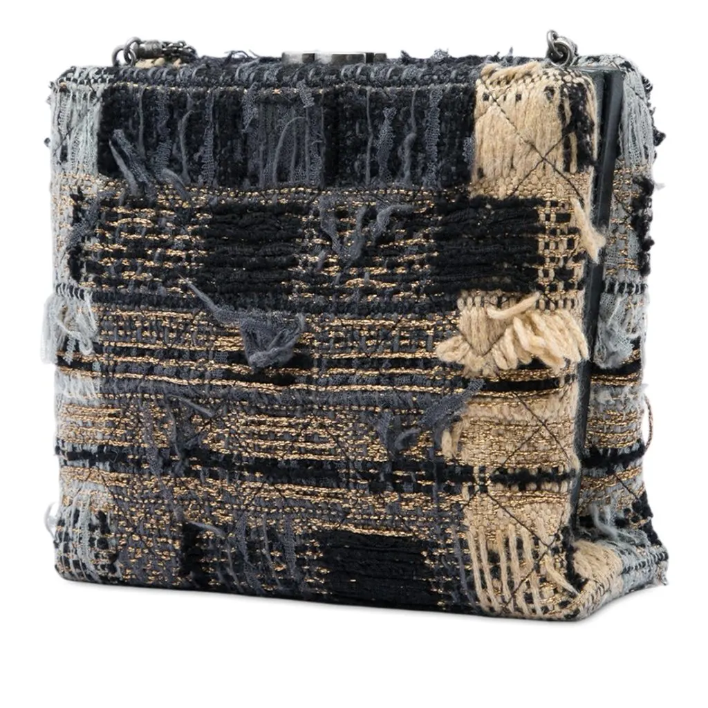 Chanel Multicolor Tweed Quadrato Box Crossbody Black Very good - Back View