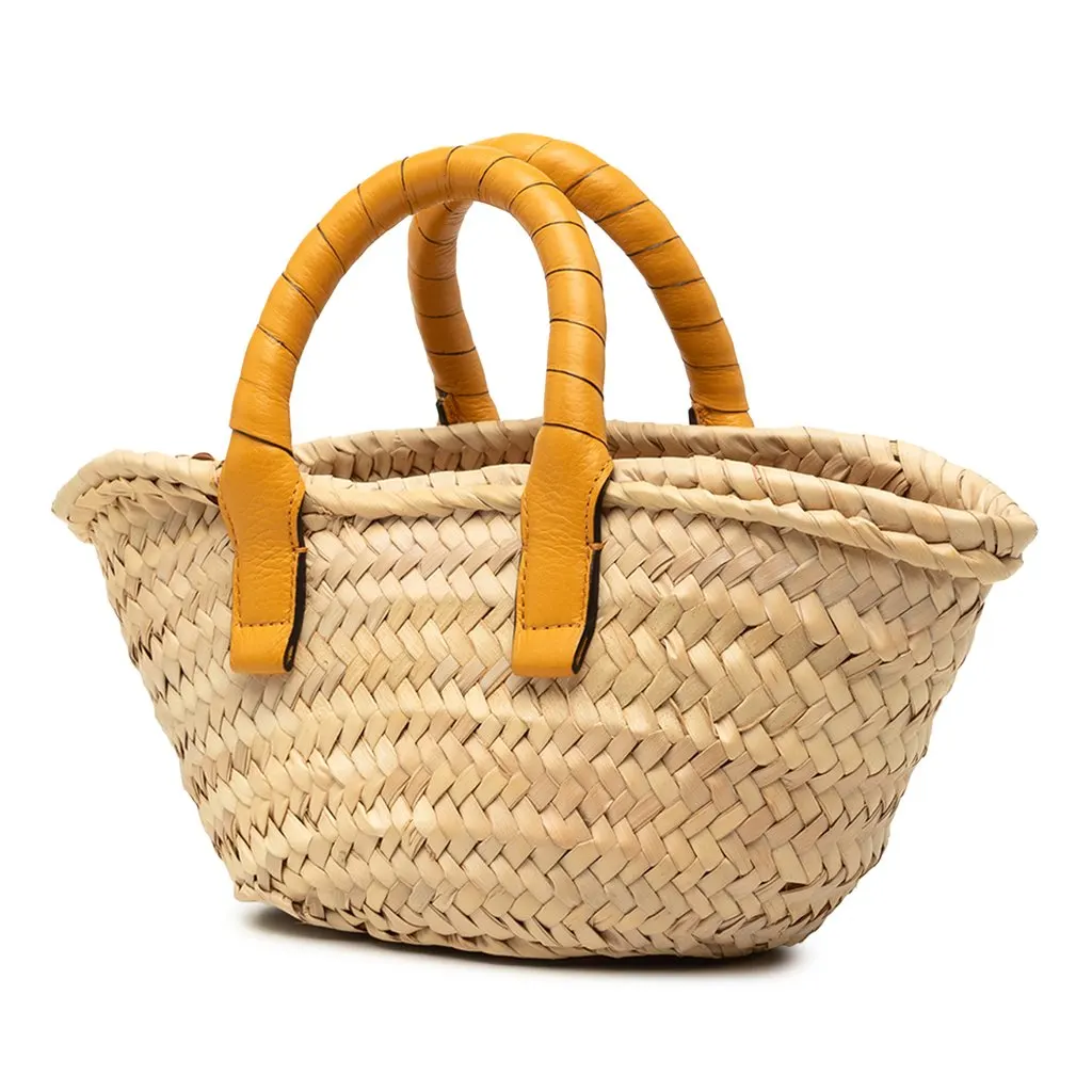 Chloé Mini Raffia Marcie Basket Satchel Beige Very good - Back View