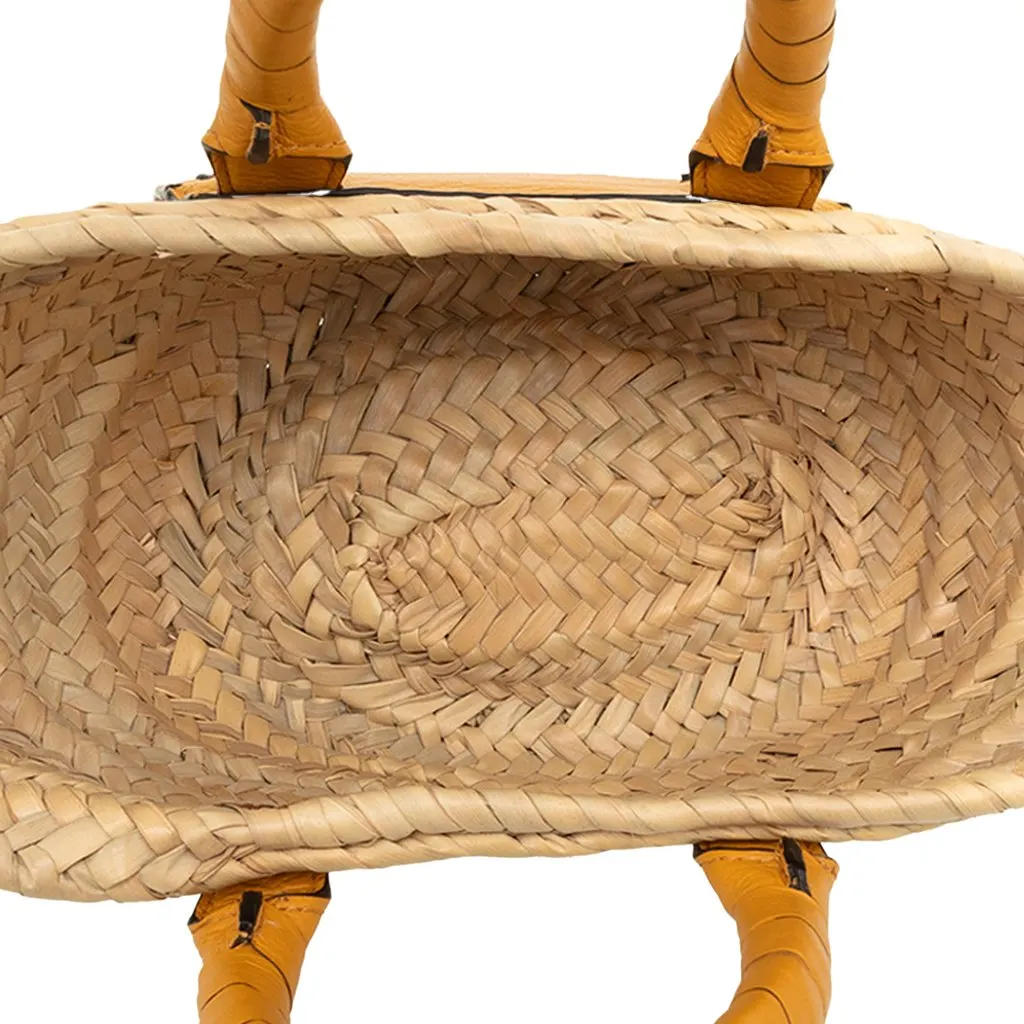 Chloé Mini Raffia Marcie Basket Satchel Beige Very good - Model View